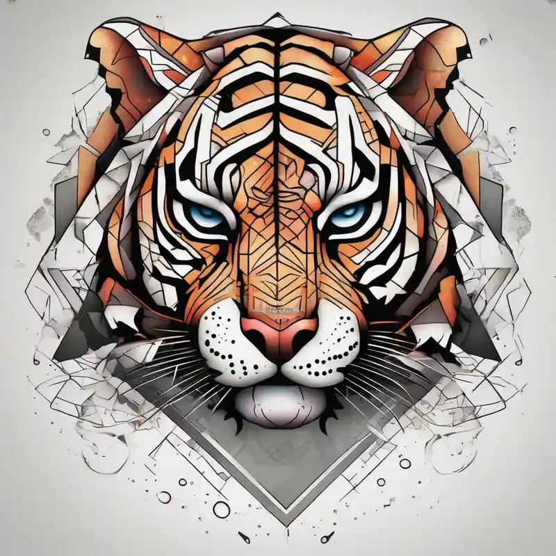 dotwork style Glitter Tattoo Ideas in 2025 about a full color cubist tiger tattoo glitter tattoo and a full color cubist tiger tattoo glitter tattoo